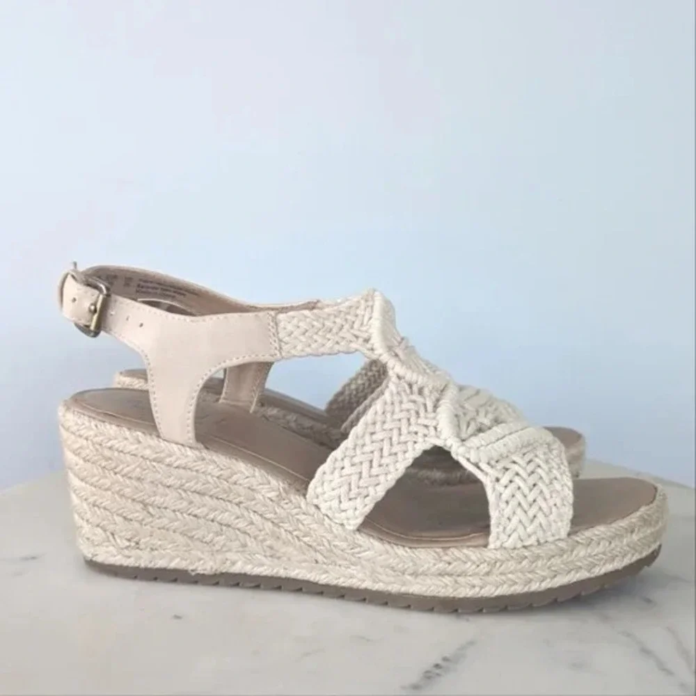 Soul Naturalizer Oasis Espadrille Wedge Macrame Sandals Cream Crochet Womens 8.5 - Picture 6 of 12